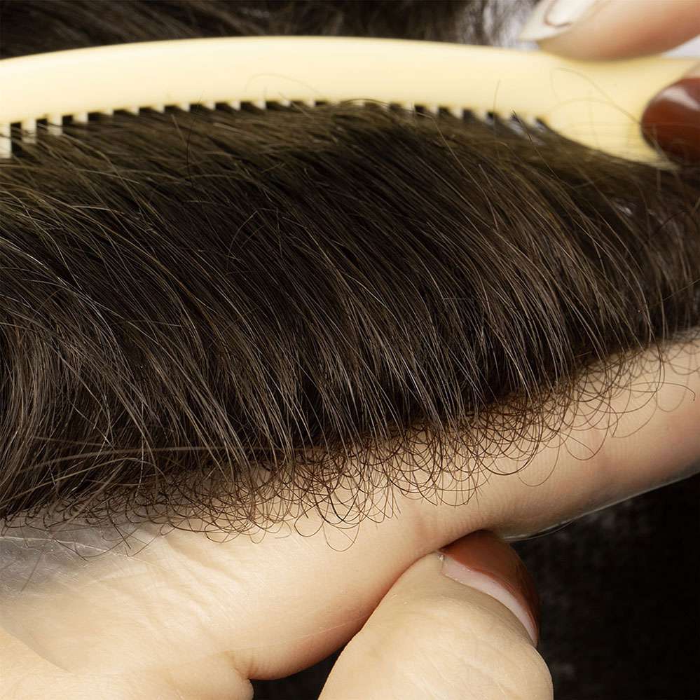 0.03mm Ultra Thin Skin V-looped man with toupee pu0311 - Image 2