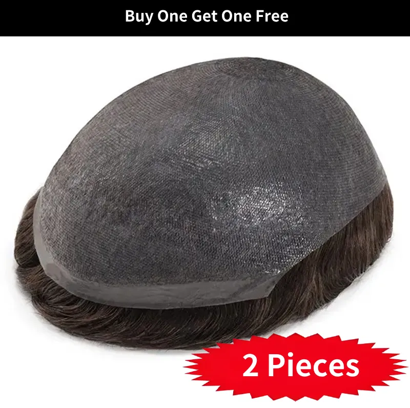 0.06mm Ultra Thin Skin V-looped toupee for men's hair p0677