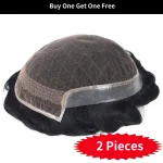 FOTC | French Lace with 1'' PU Back and Sides Double Layer Lace Front Men's Hairpieces
