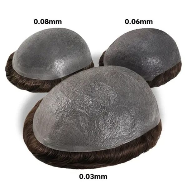 Three Thin Skin Men's Hair Systems: 0.03mm, 0.06mm and 0.08mm